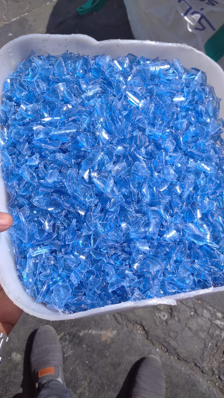 Recycled PET plastic regrind - Light Blue